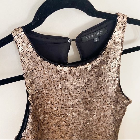 Dynamite gold sequin bodycon dress size Med - Picture 3 of 5